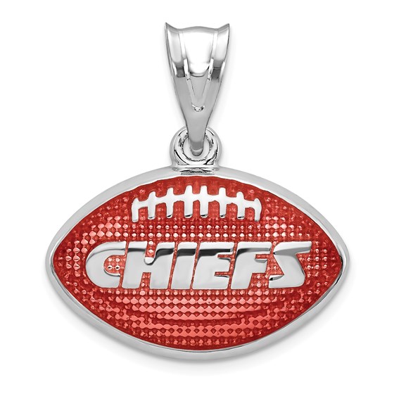 Sterling Silver Kansas City Chiefs Enameled Football Pendant Sterling Silver Kansas City Chiefs Enameled Football Pendant